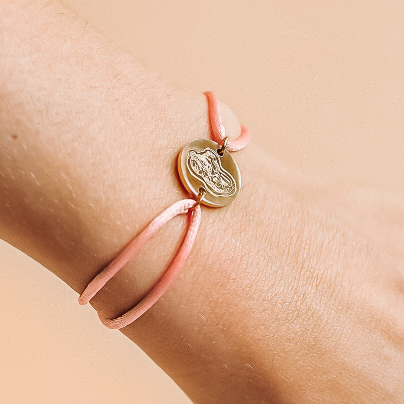 Birth Lines Satijn Armband Coin - Stainless Steel