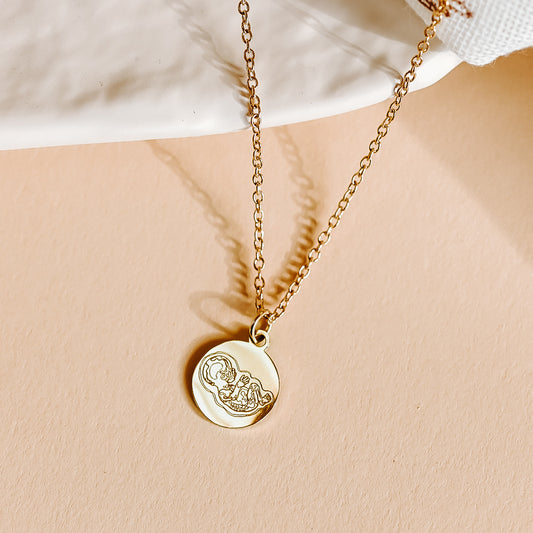 Birth Lines Necklace Coin - Stainless Steel