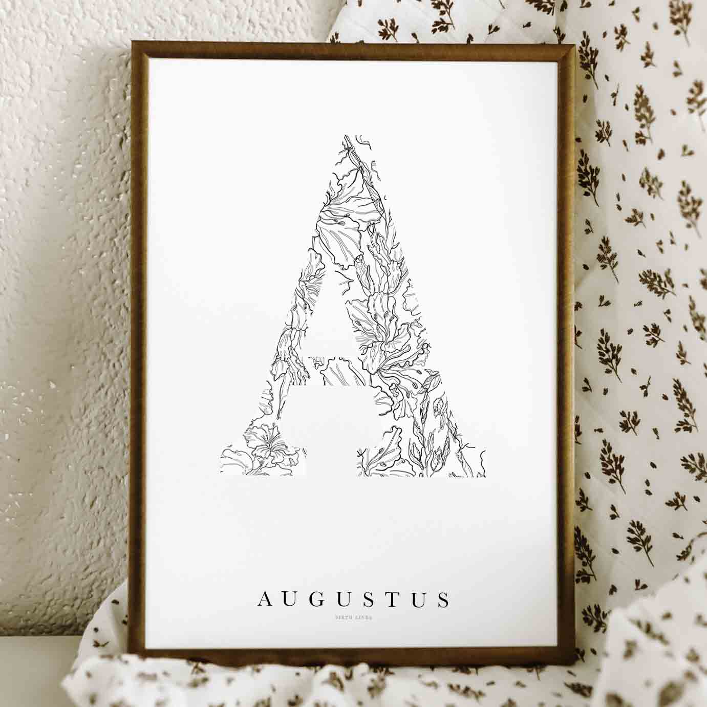 Birth Flower Letter Poster augustus