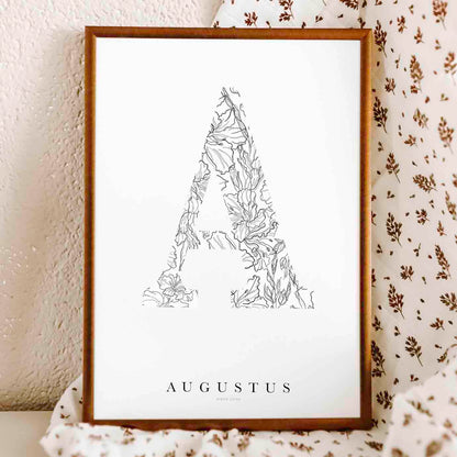 Birth Flower Letter Poster augustus