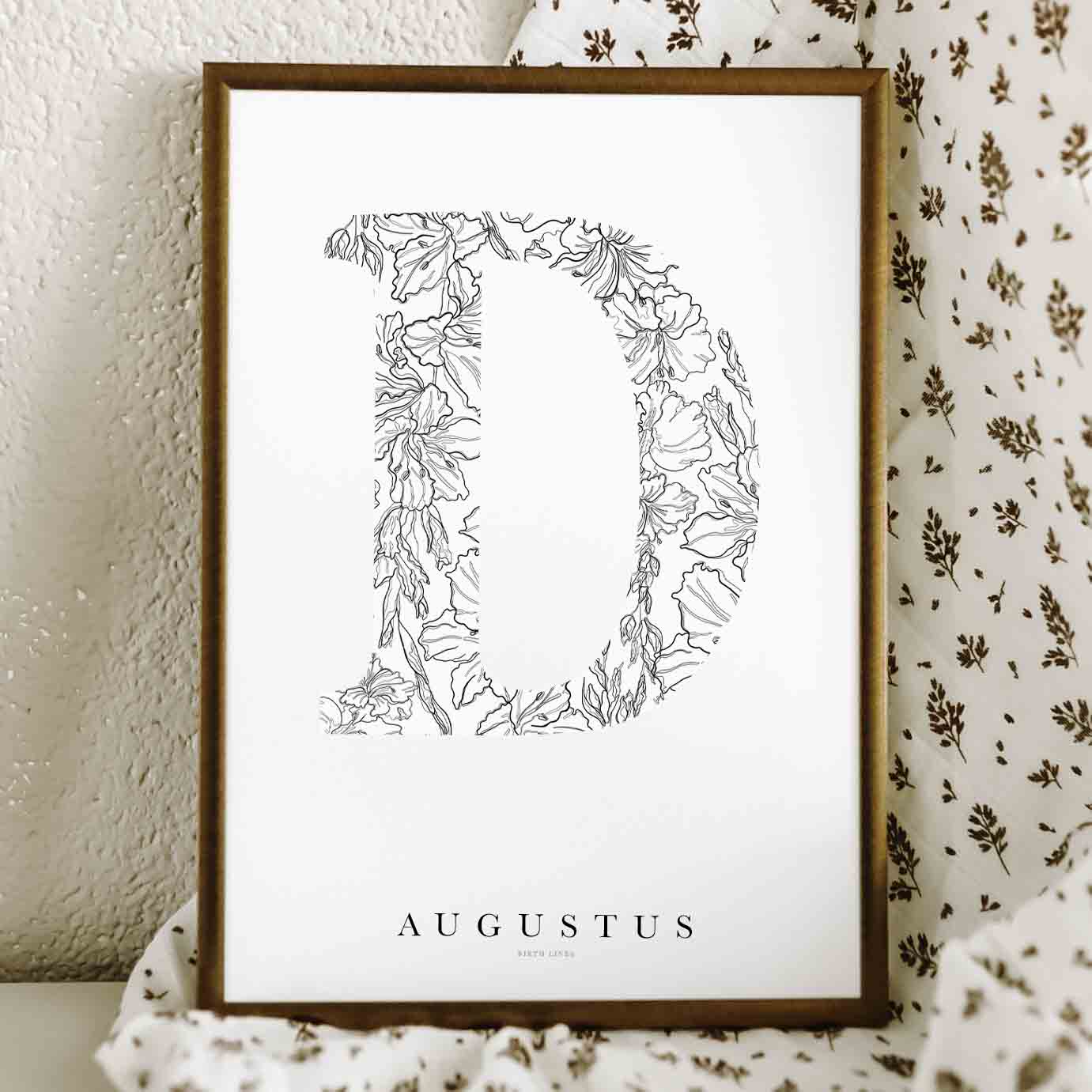 Birth Flower Letter Poster augustus