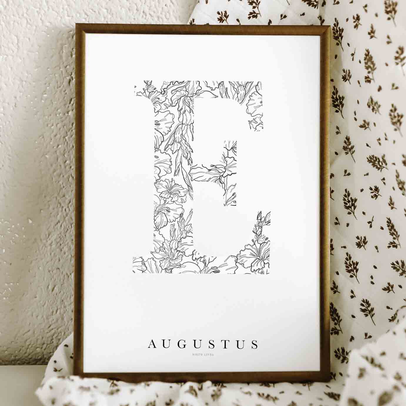 Birth Flower Letter Poster augustus