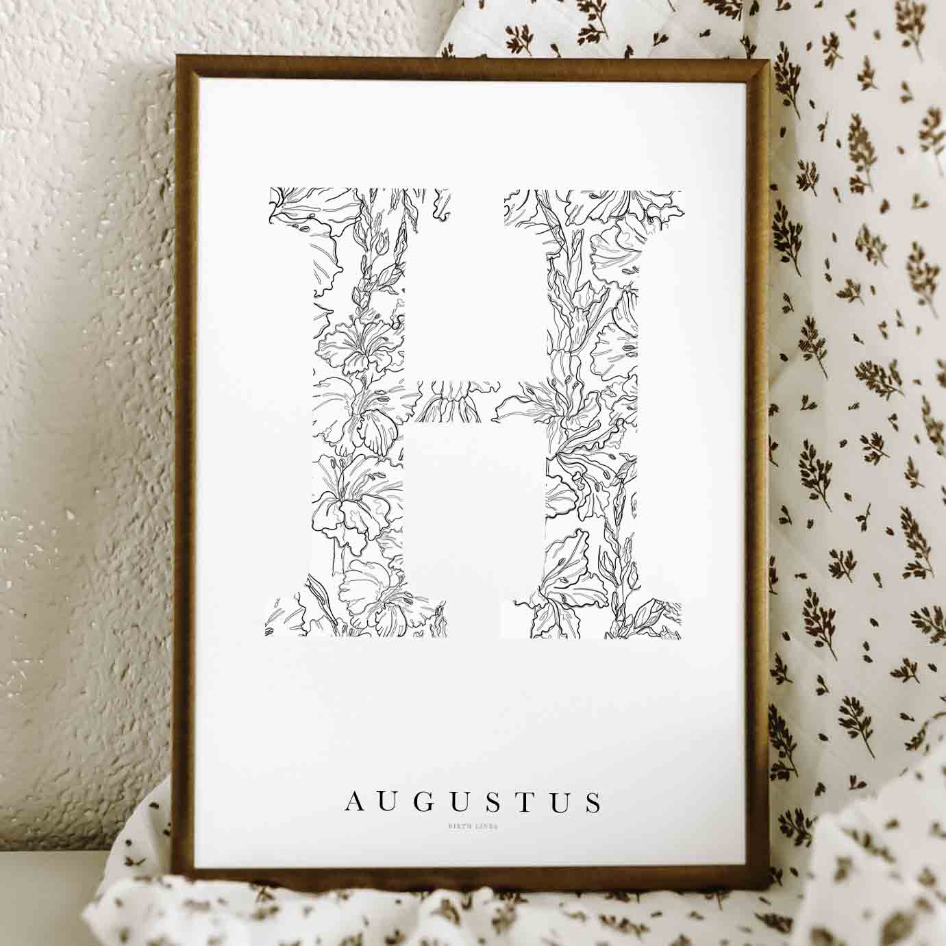 Birth Flower Letter Poster augustus