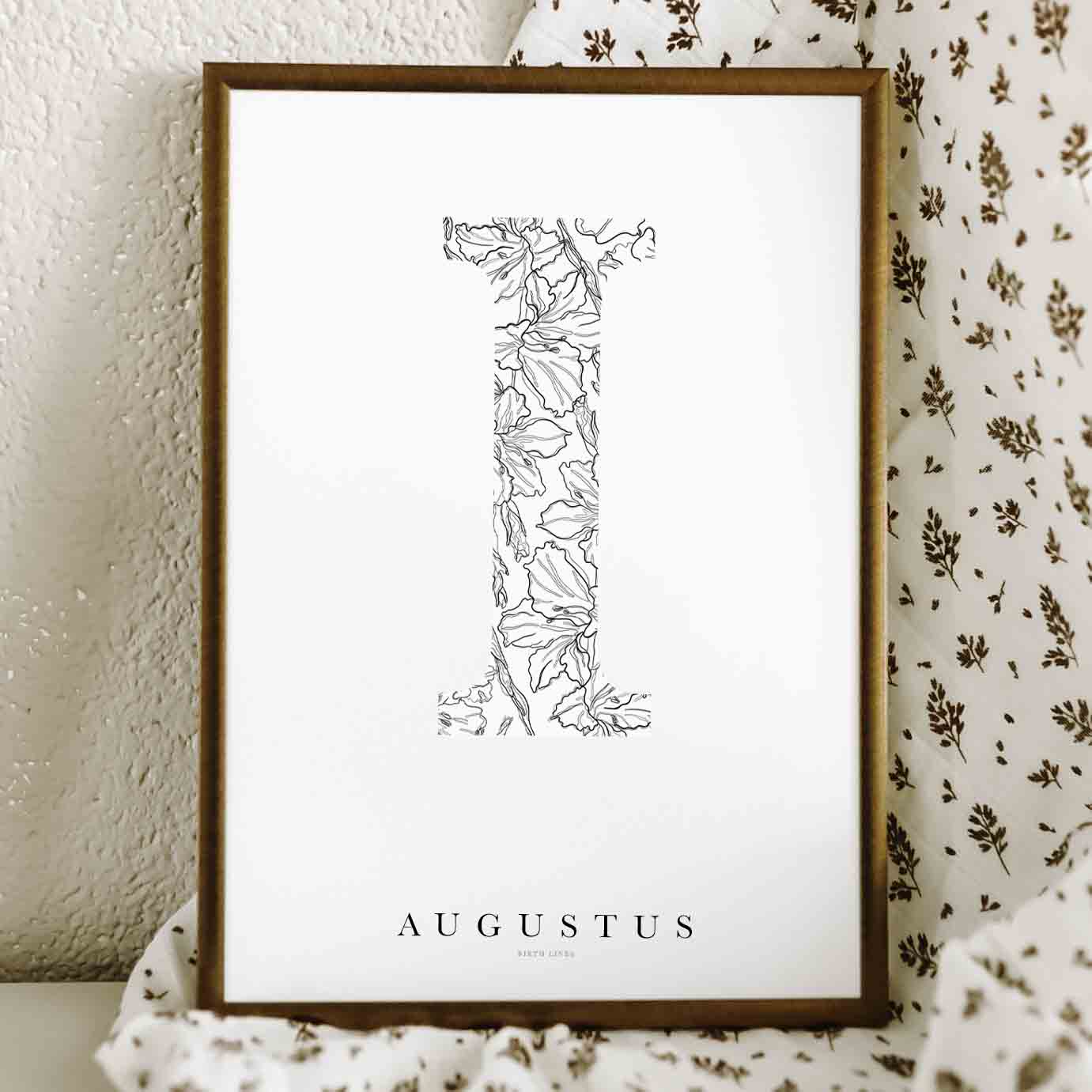 Birth Flower Letter Poster augustus