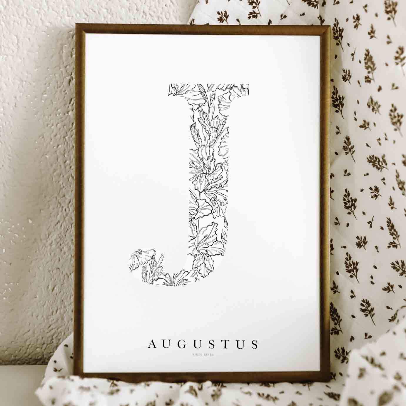 Birth Flower Letter Poster augustus