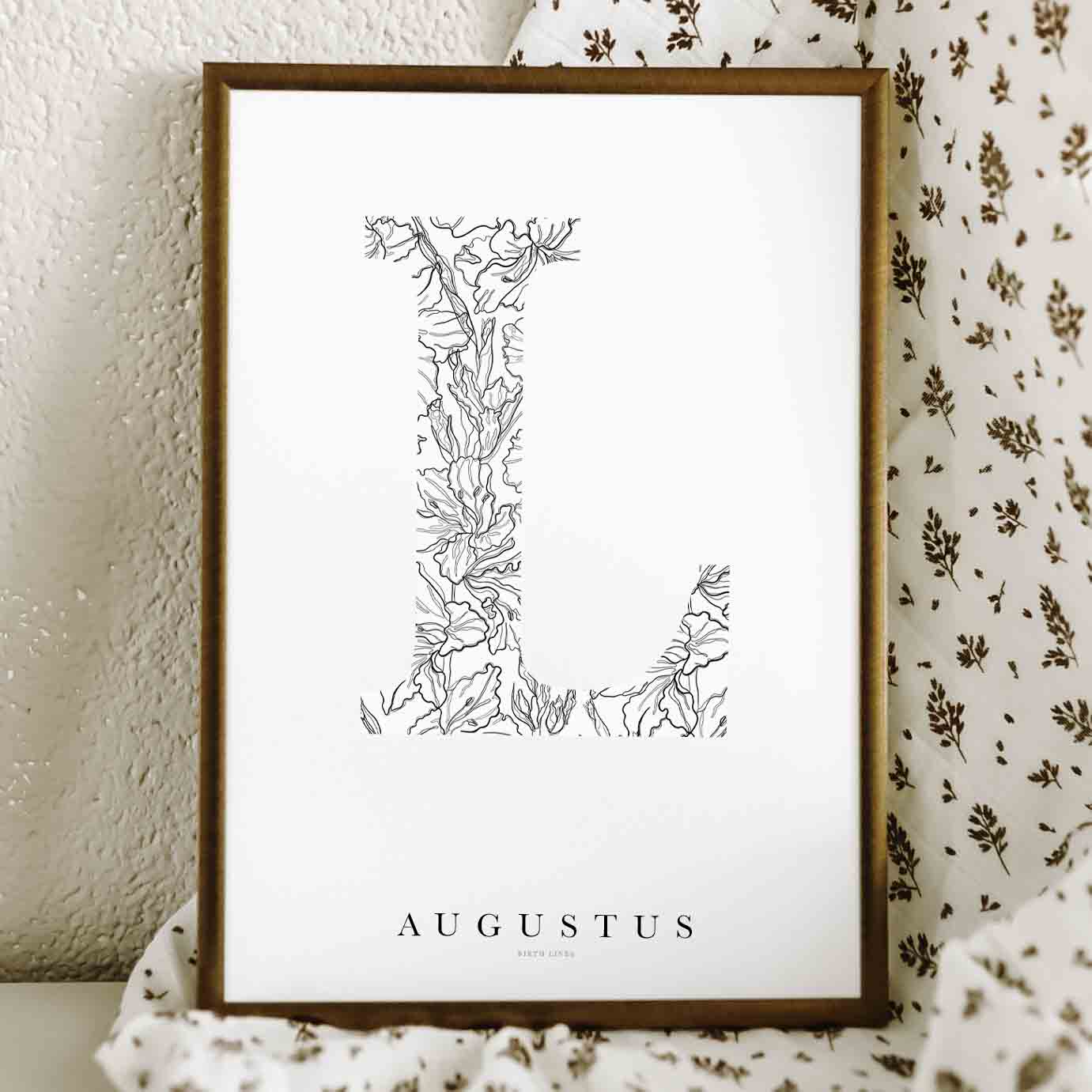 Birth Flower Letter Poster augustus