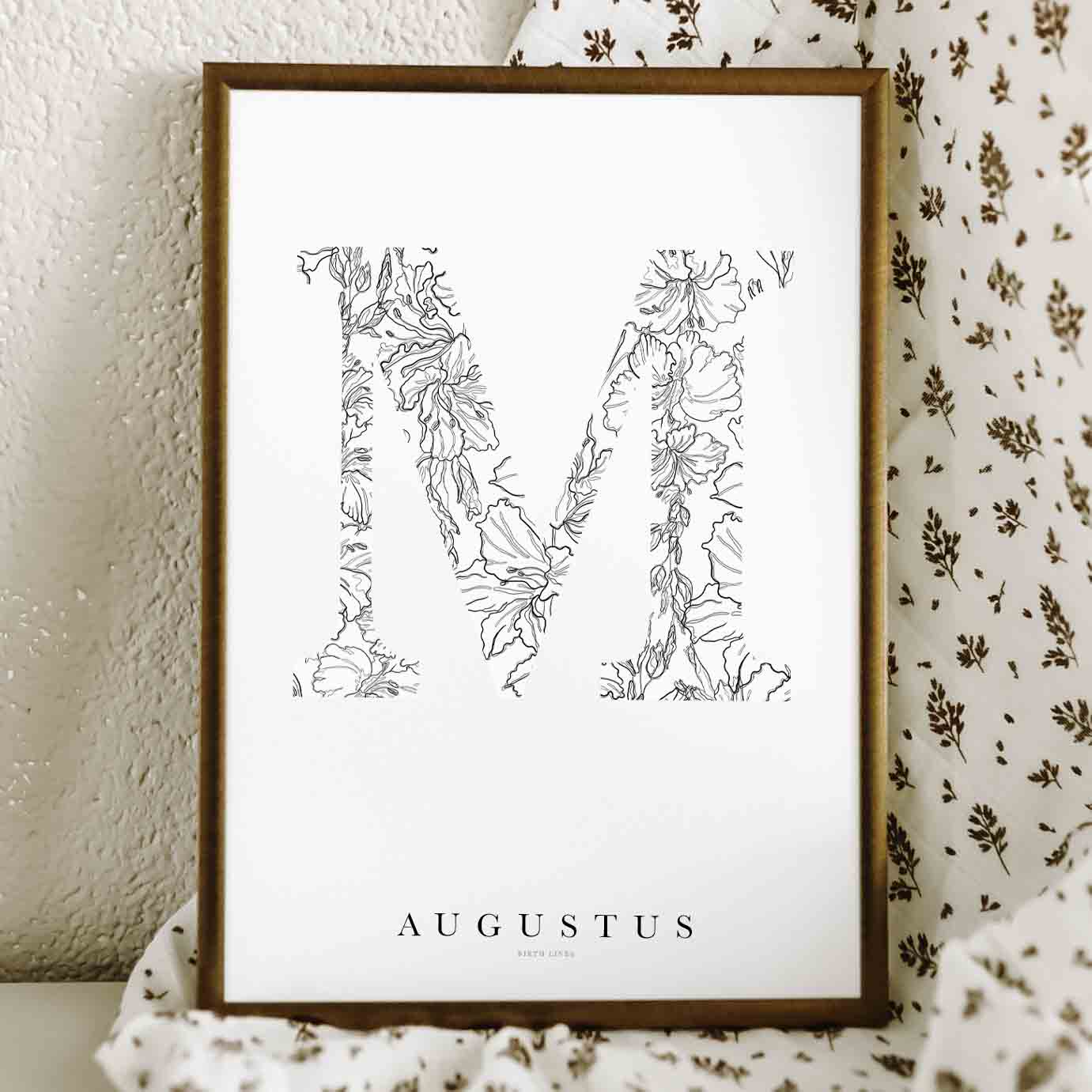 Birth Flower Letter Poster augustus