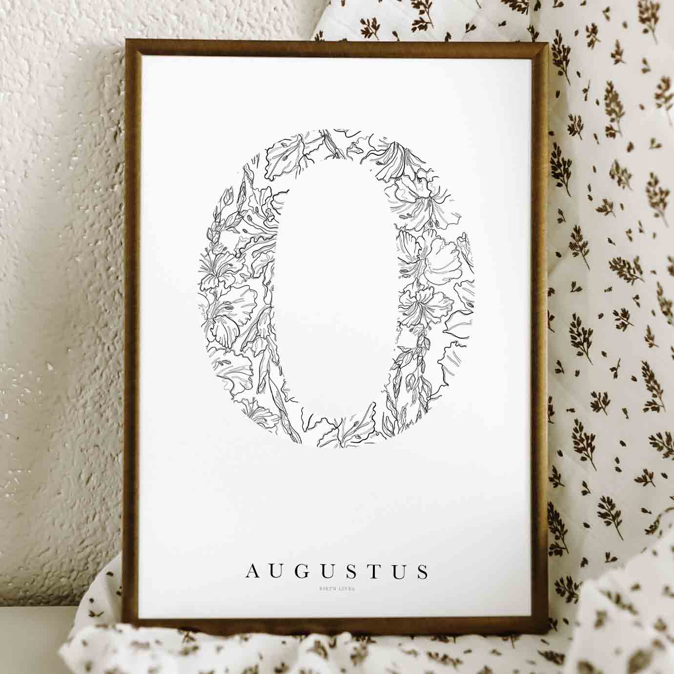 Birth Flower Letter Poster augustus