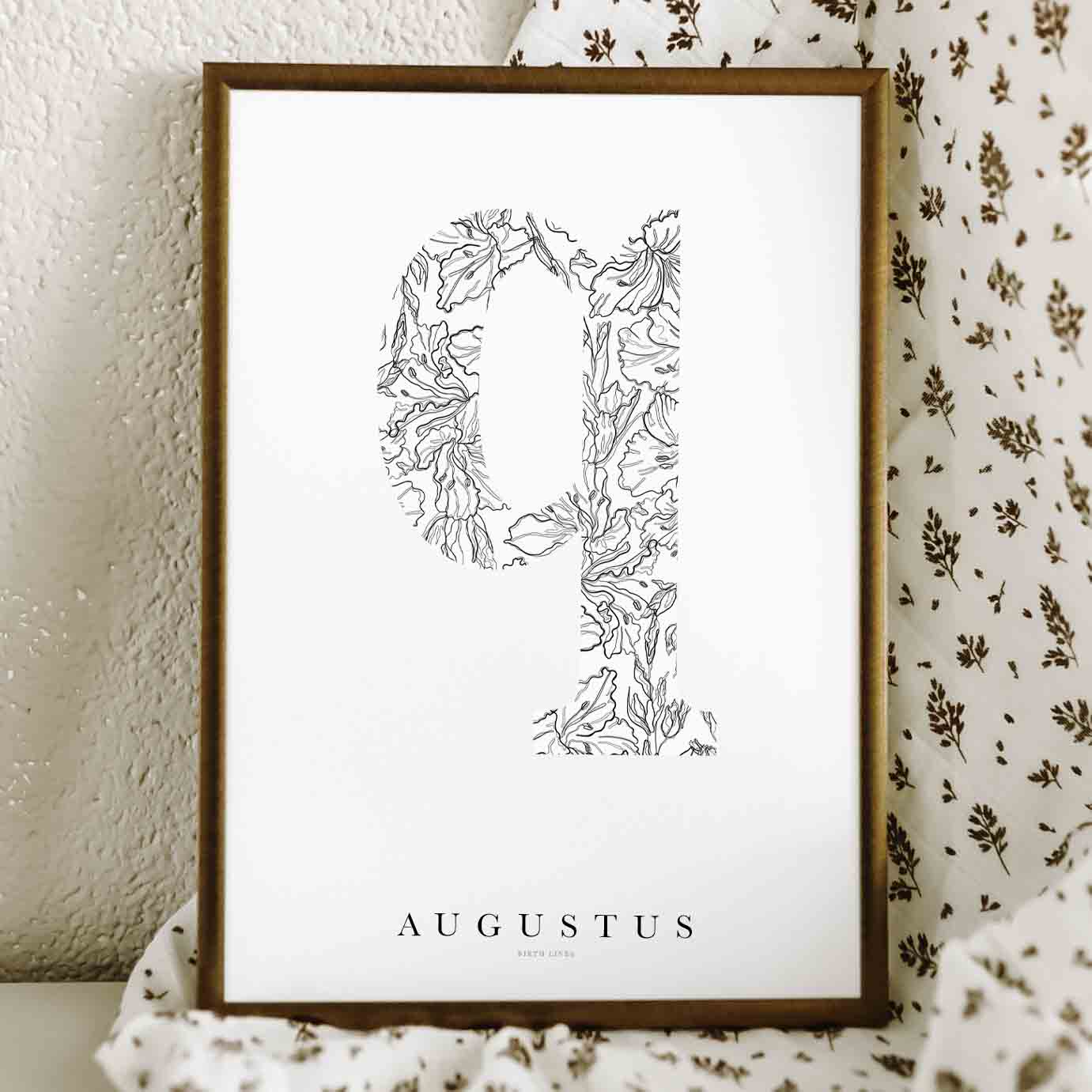 Birth Flower Letter Poster augustus