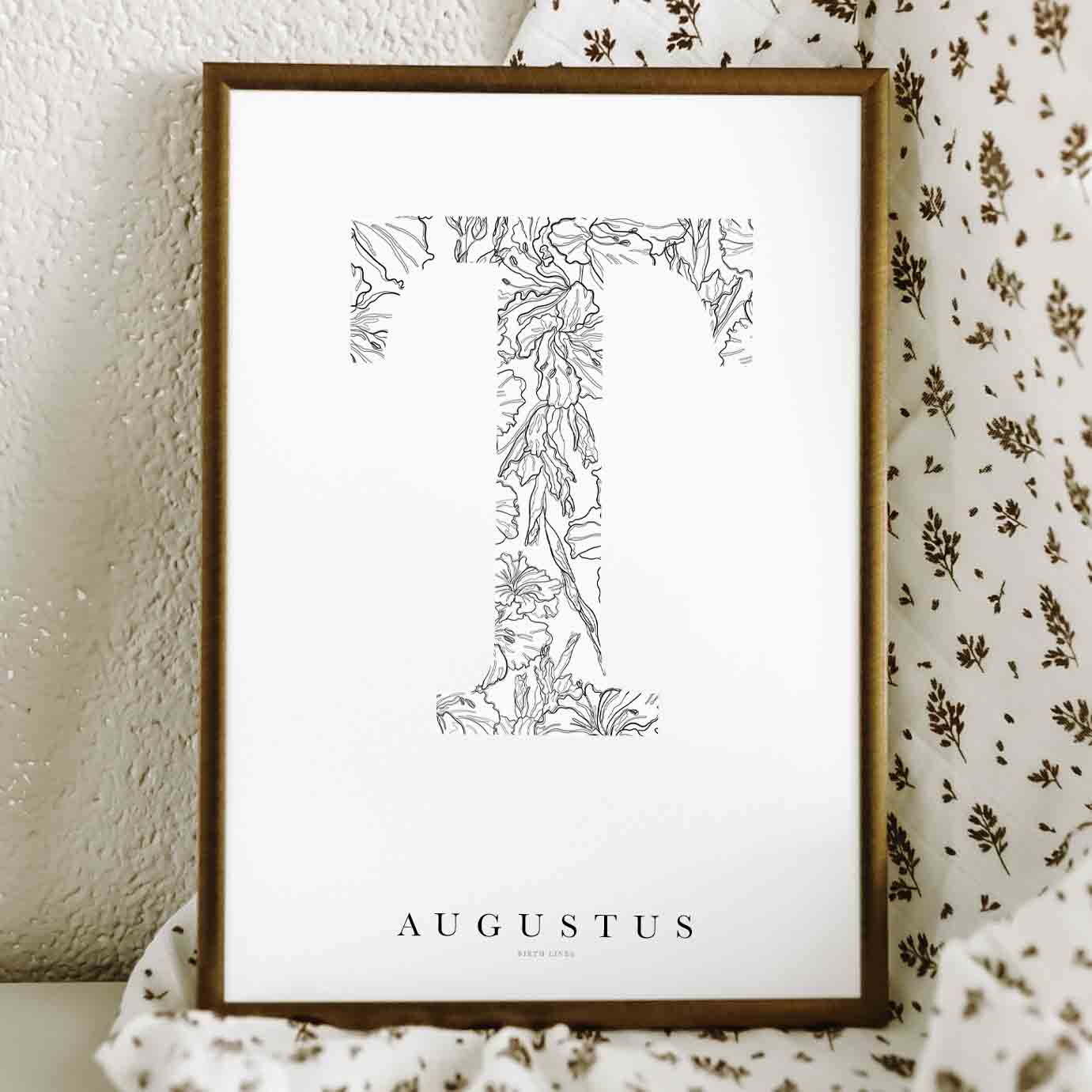 Birth Flower Letter Poster augustus