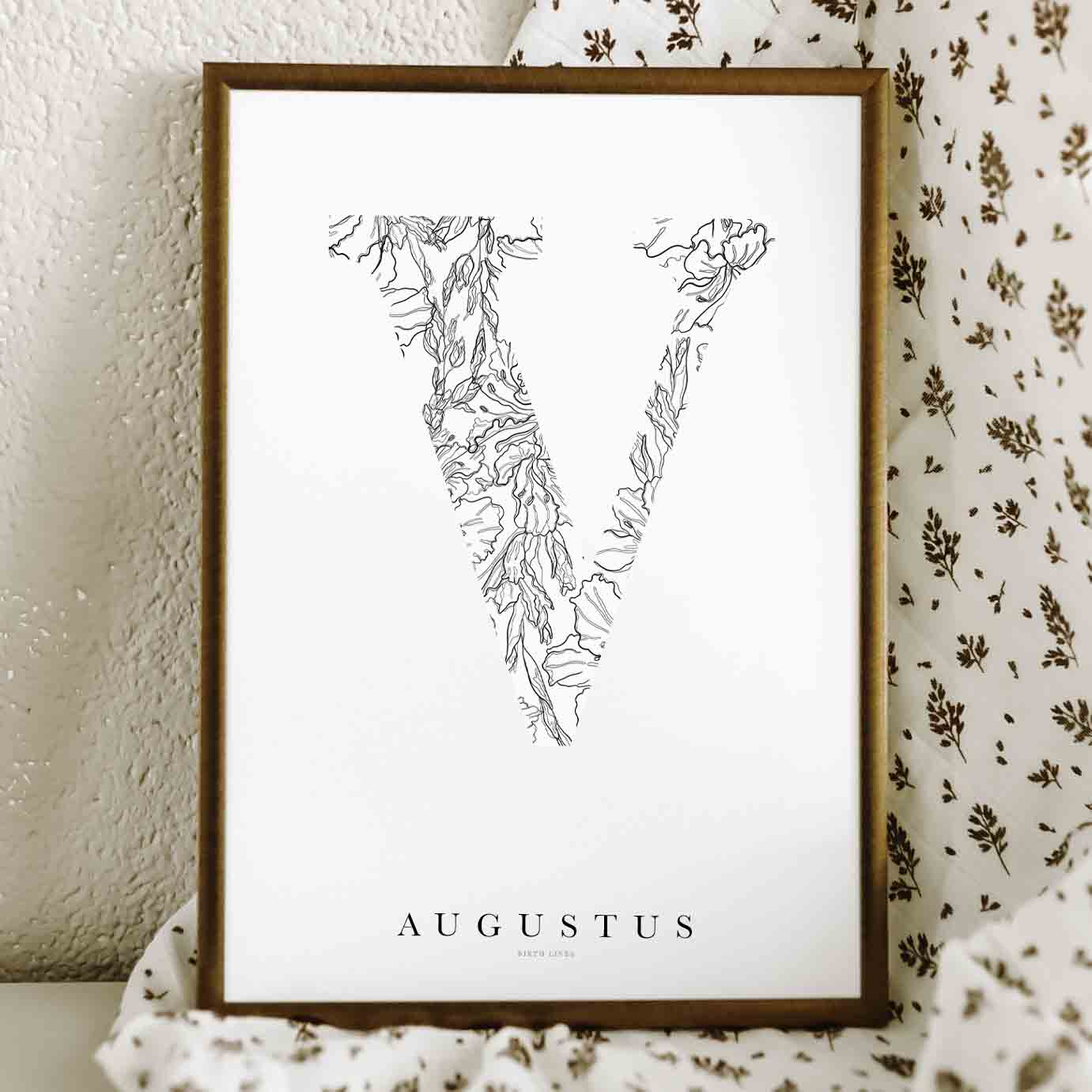 Birth Flower Letter Poster augustus