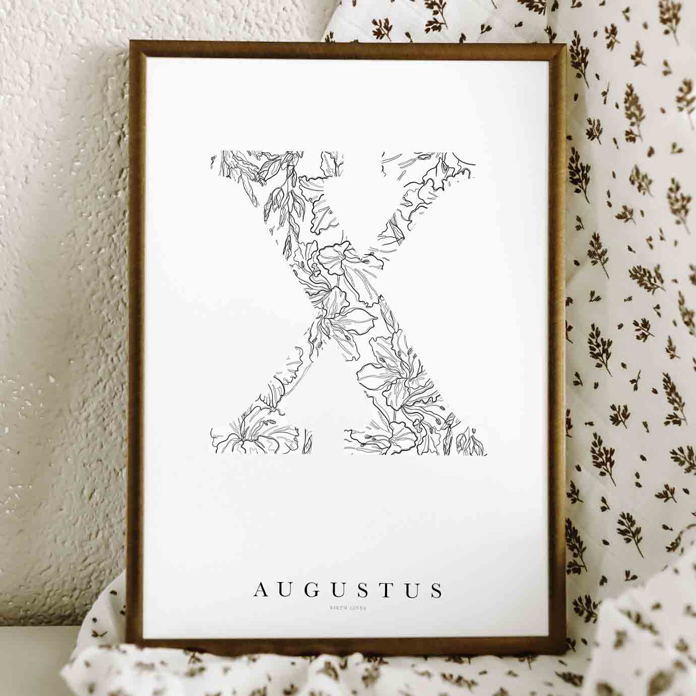 Birth Flower Letter Poster augustus