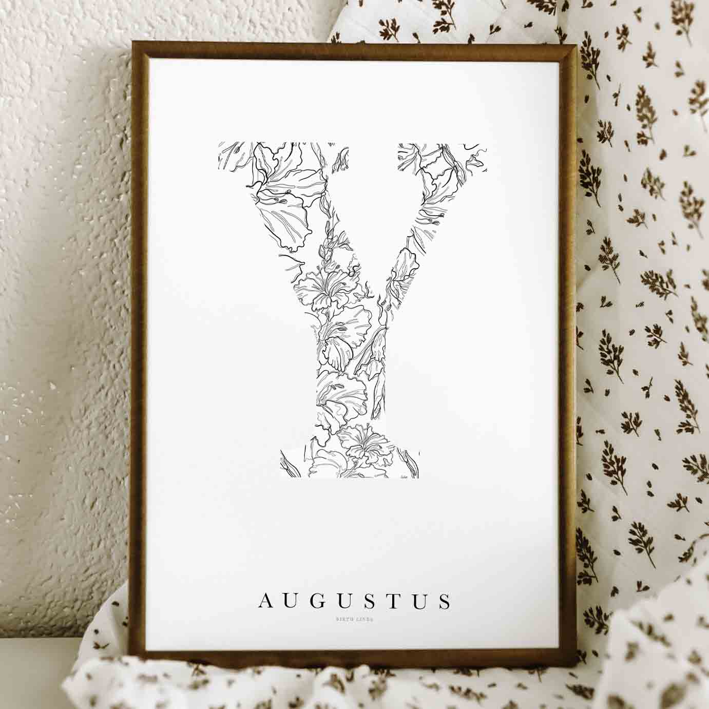 Birth Flower Letter Poster augustus