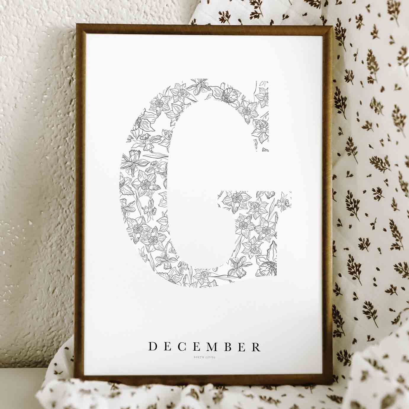 Birth Flower Letter Poster december