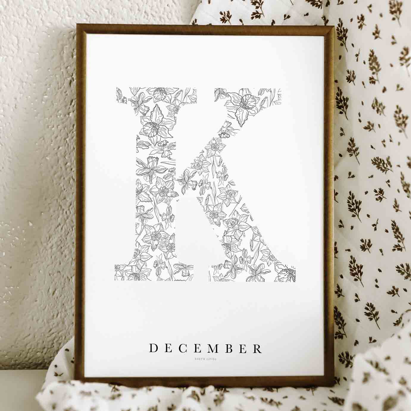 Birth Flower Letter Poster december