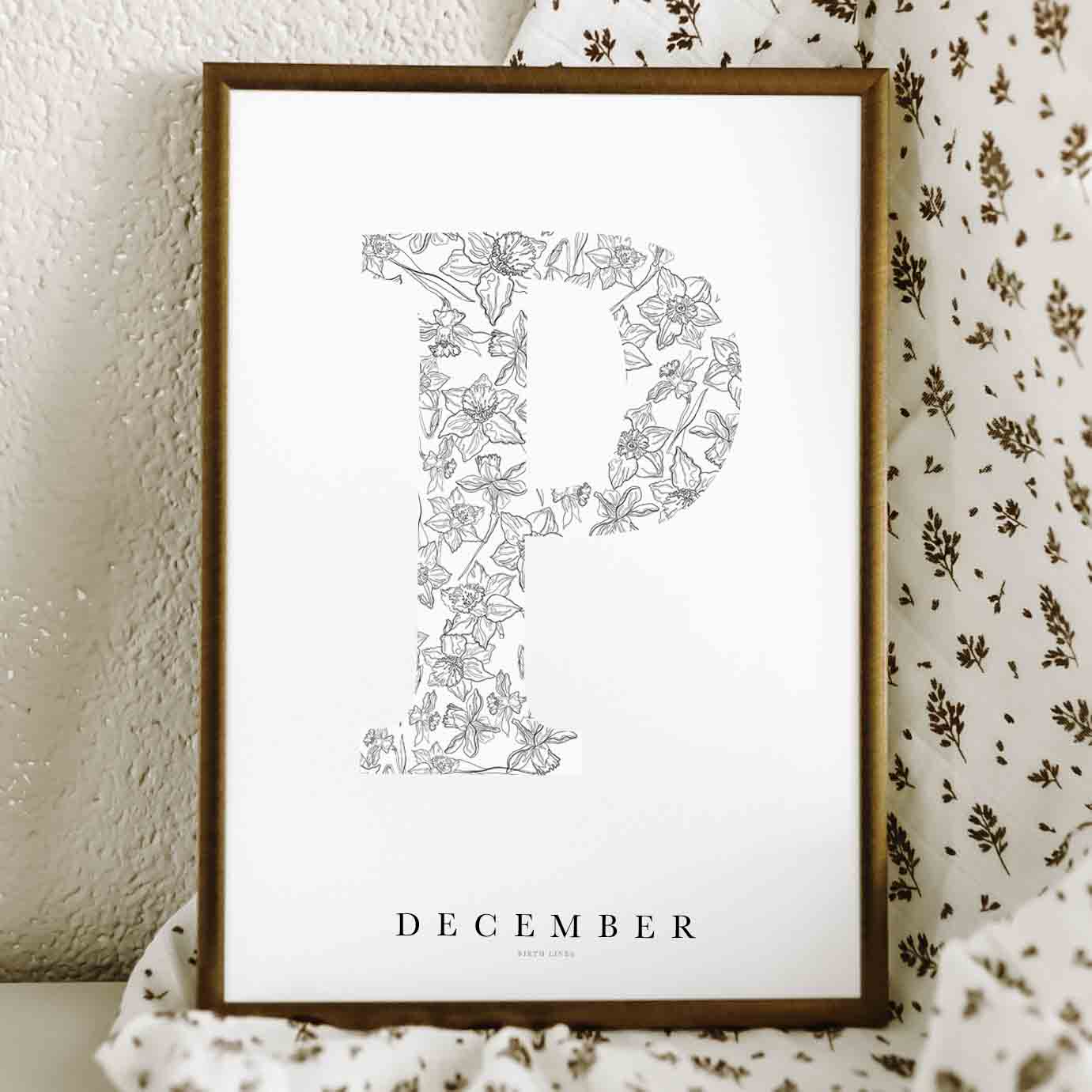 Birth Flower Letter Poster december