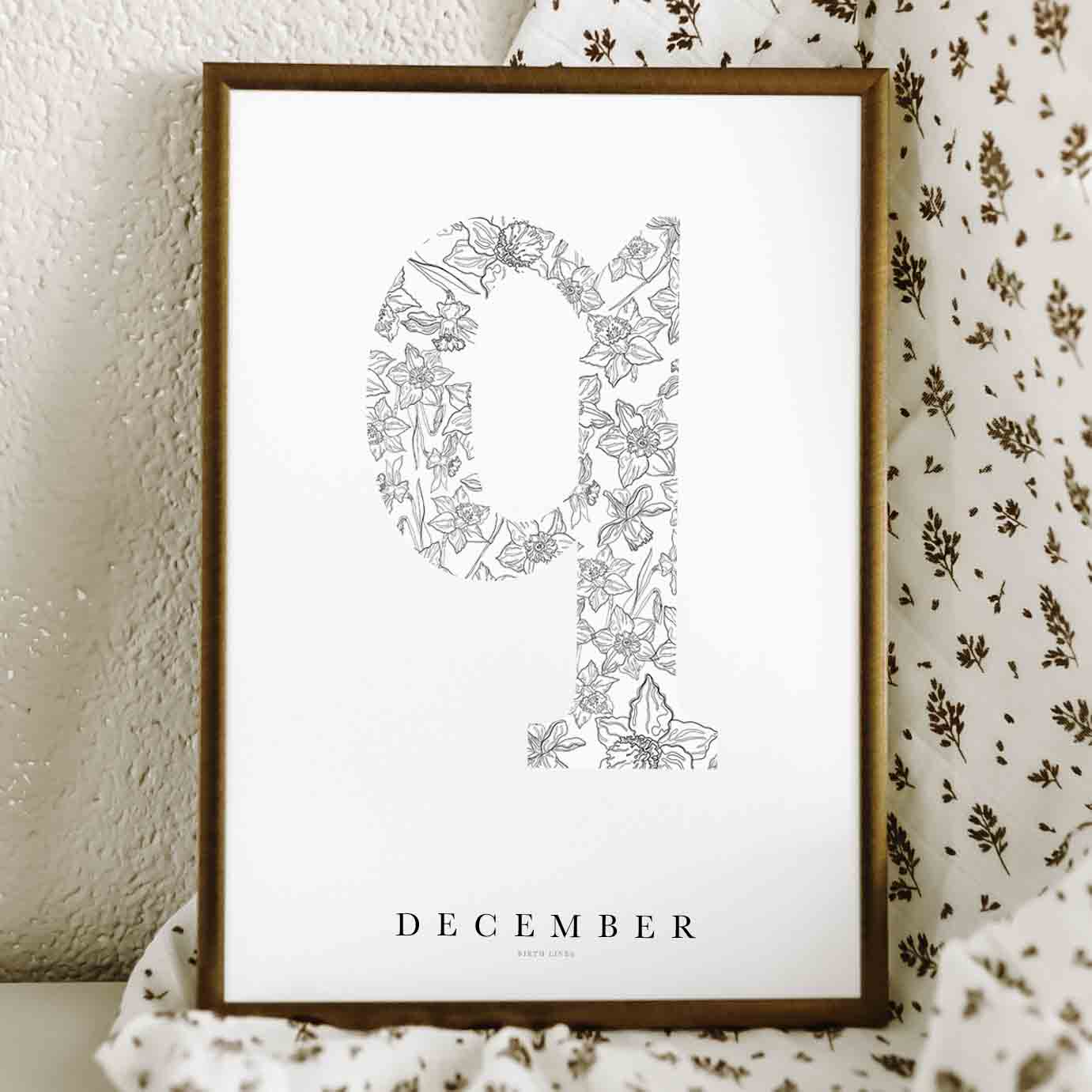 Birth Flower Letter Poster december