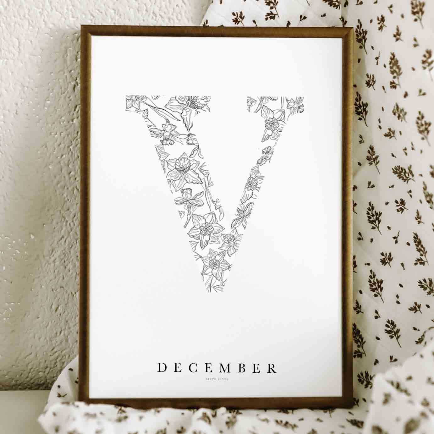 Birth Flower Letter Poster december