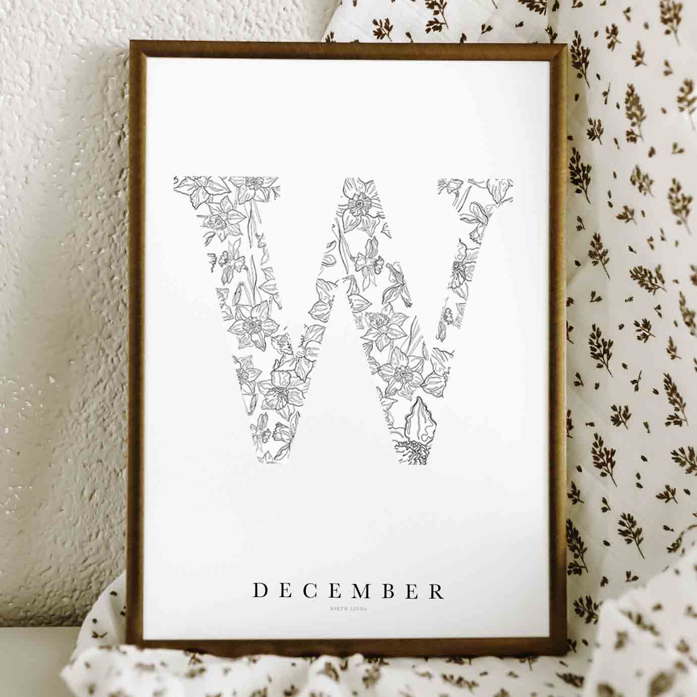 Birth Flower Letter Poster december