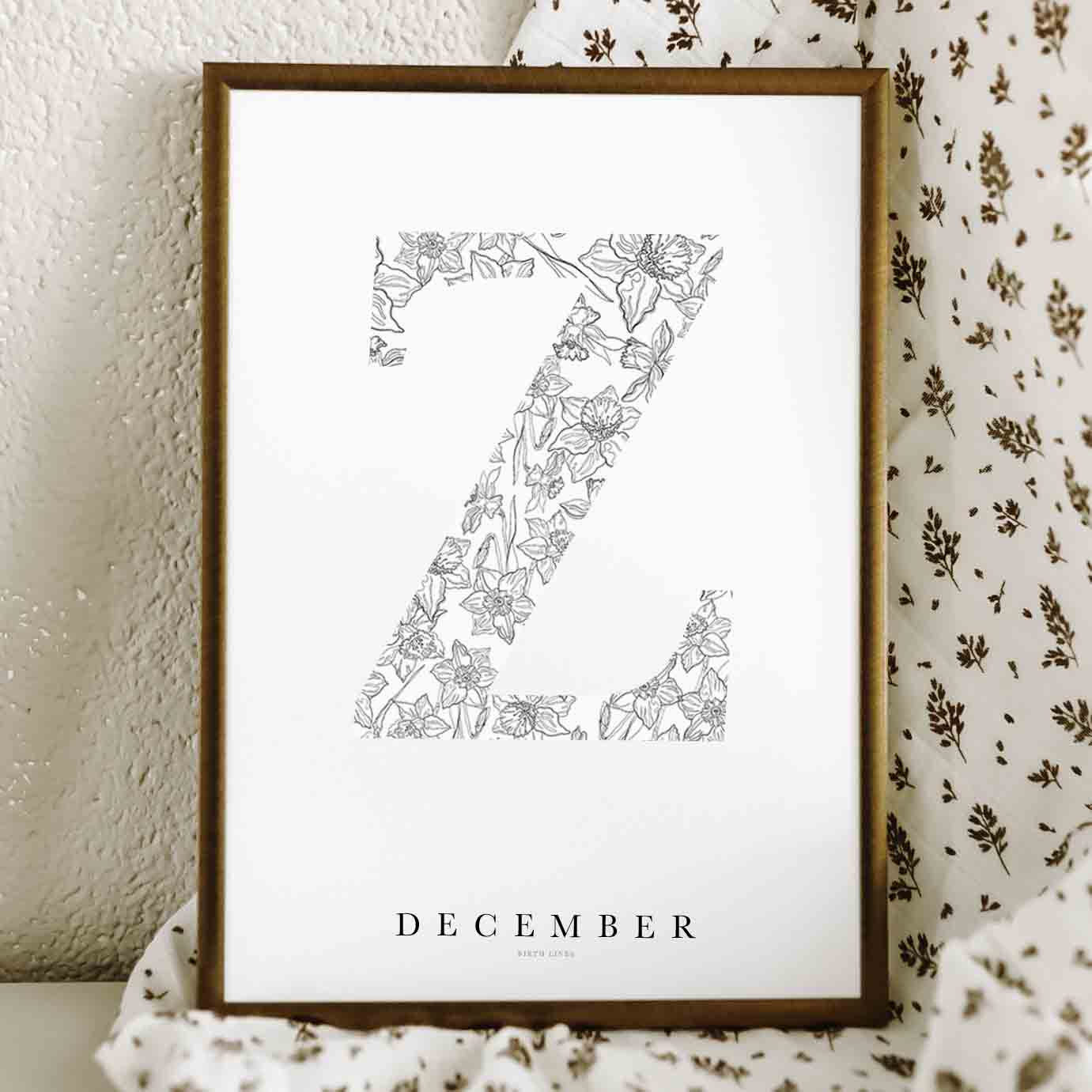 Birth Flower Letter Poster december