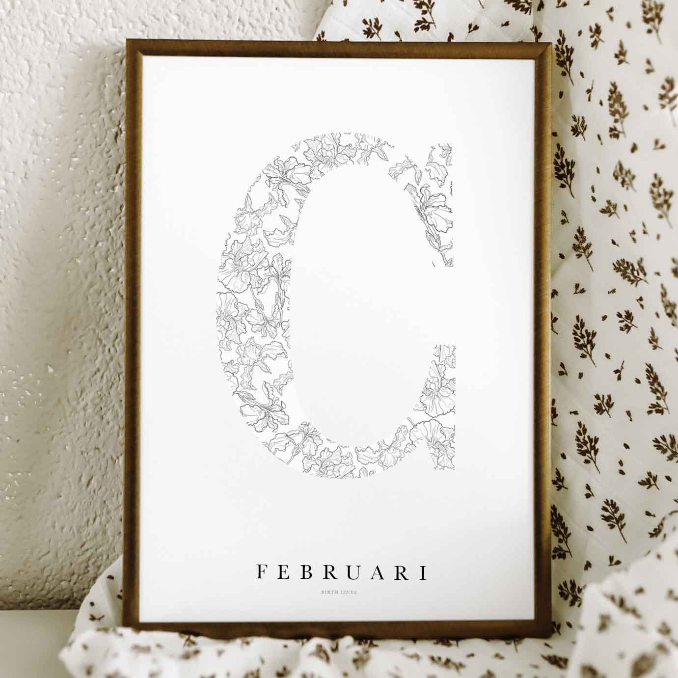 Birth Flower Letter Poster februari