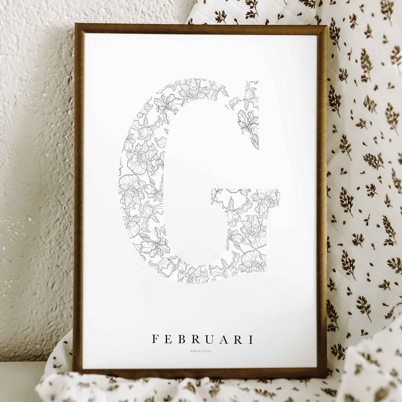 Birth Flower Letter Poster februari