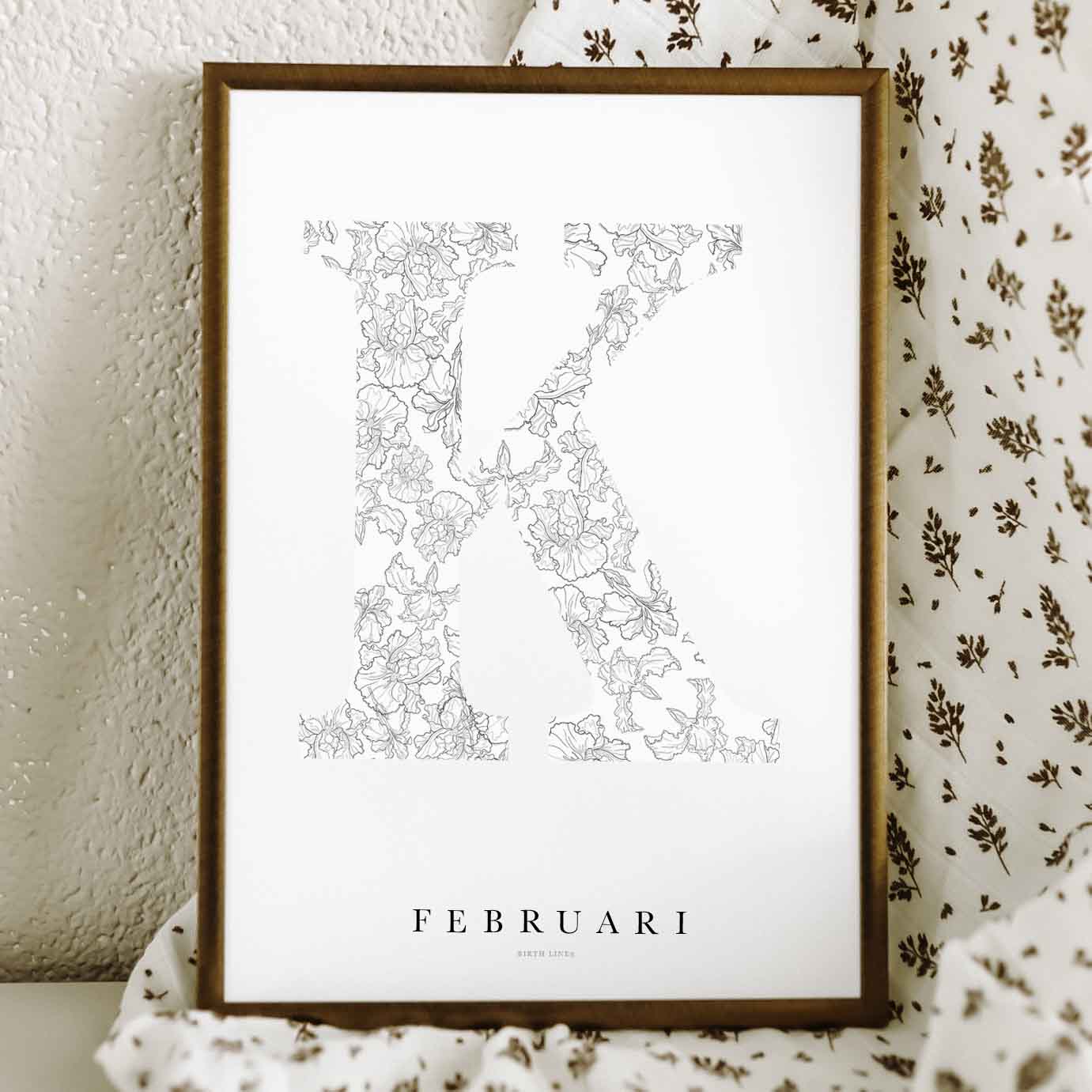 Birth Flower Letter Poster februari