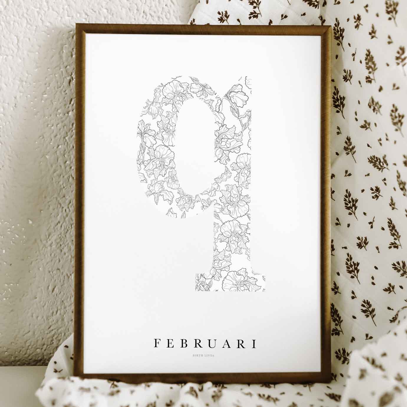 Birth Flower Letter Poster februari