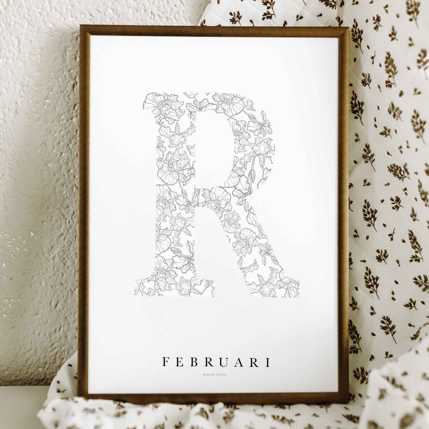 Birth Flower Letter Poster februari