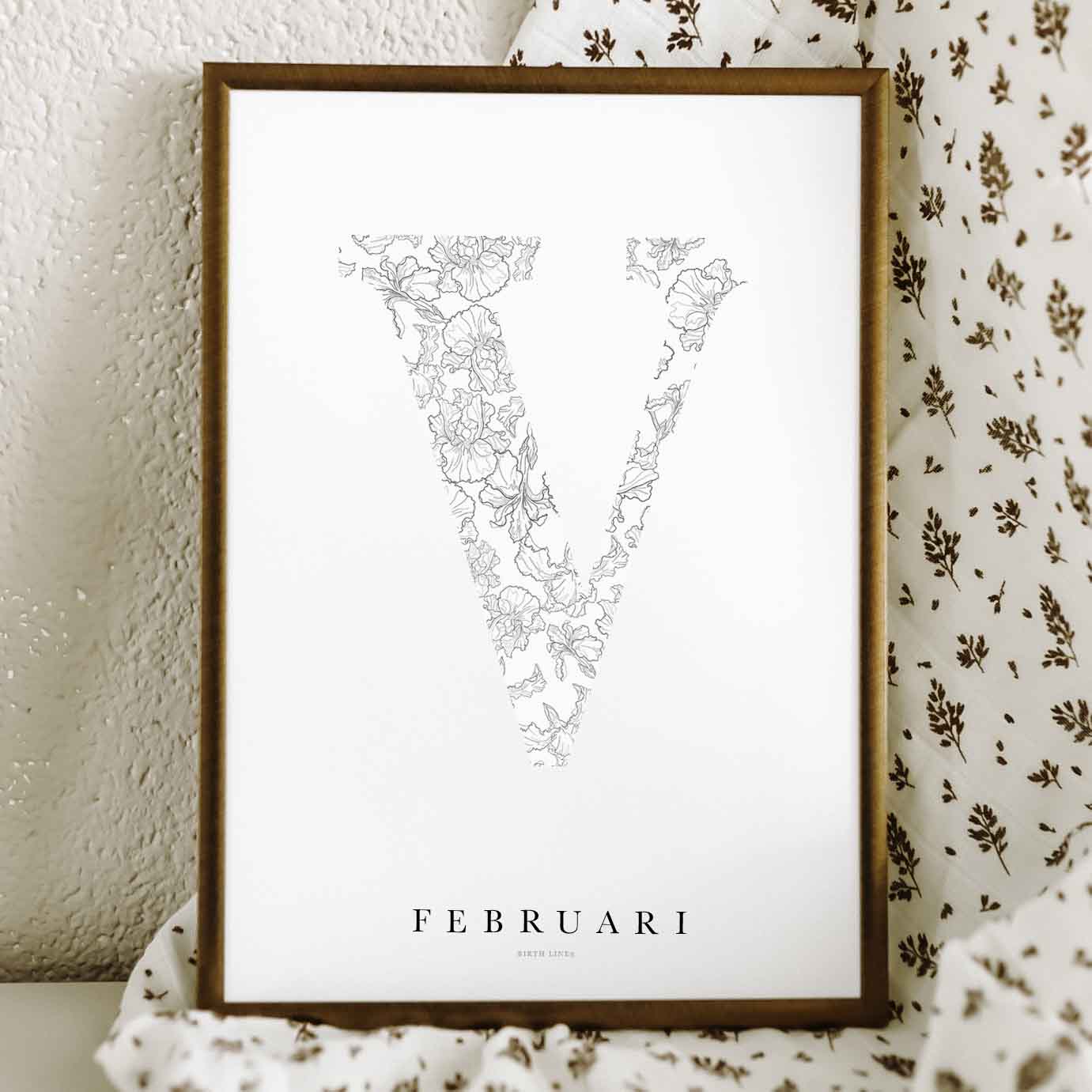 Birth Flower Letter Poster februari