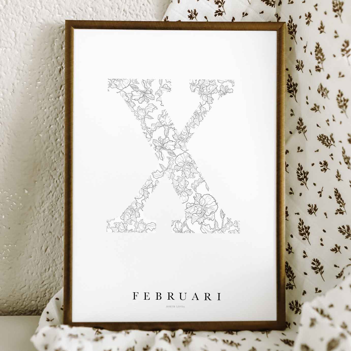 Birth Flower Letter Poster februari