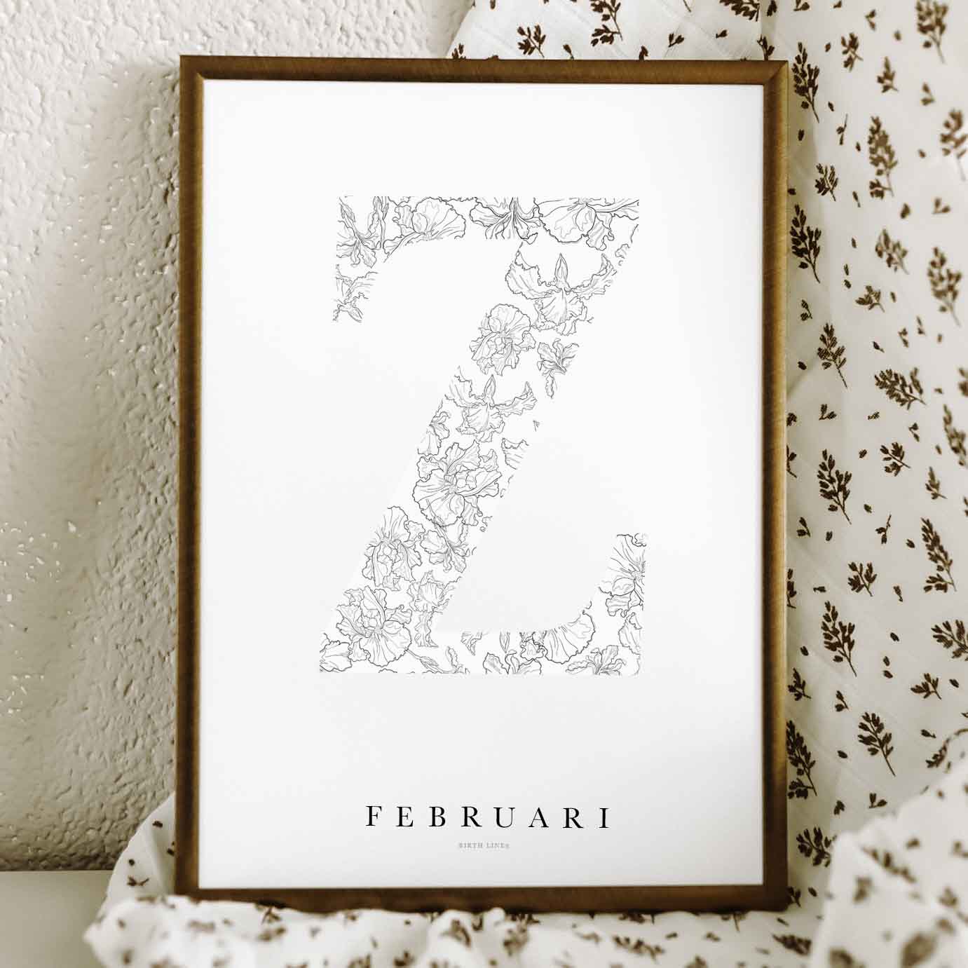 Birth Flower Letter Poster februari