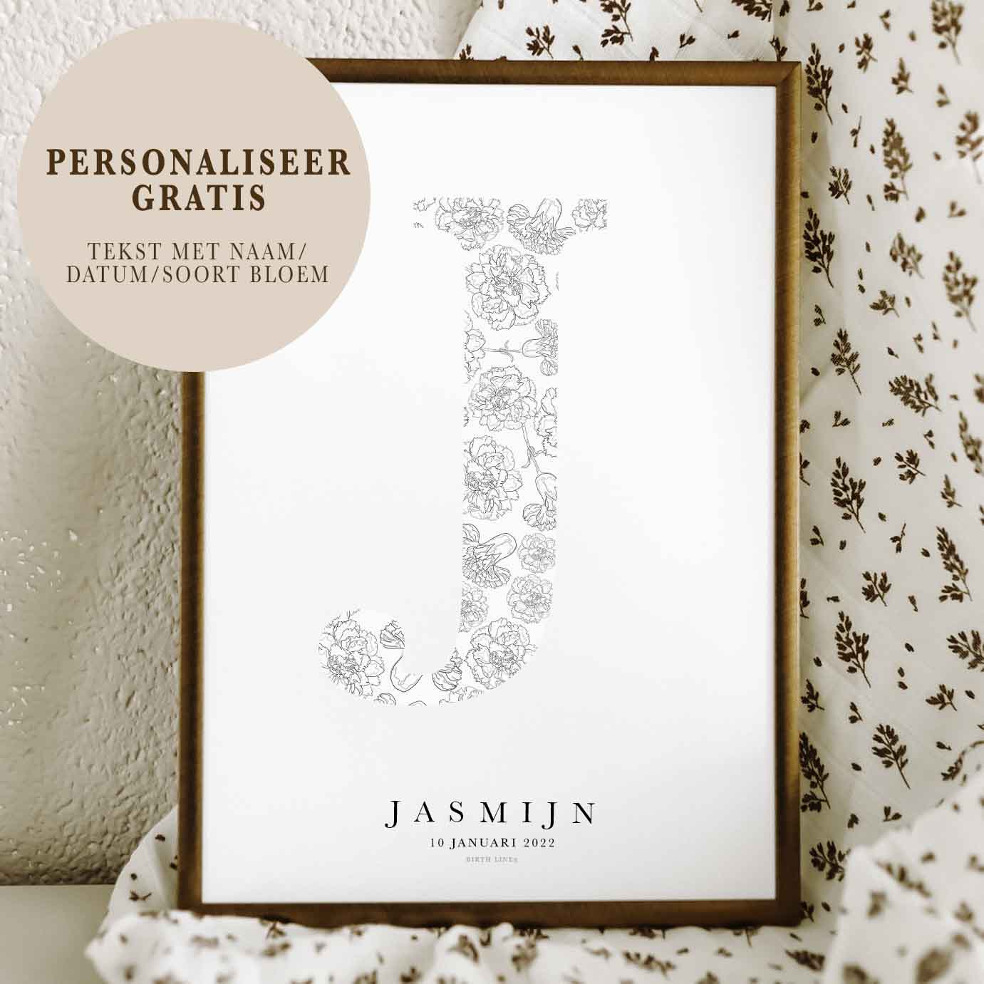 Birth Flower Letter Poster januari