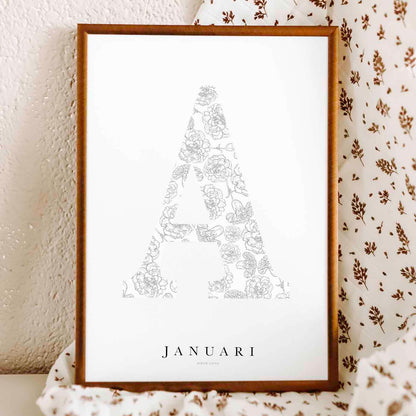 Birth Flower Letter Poster januari