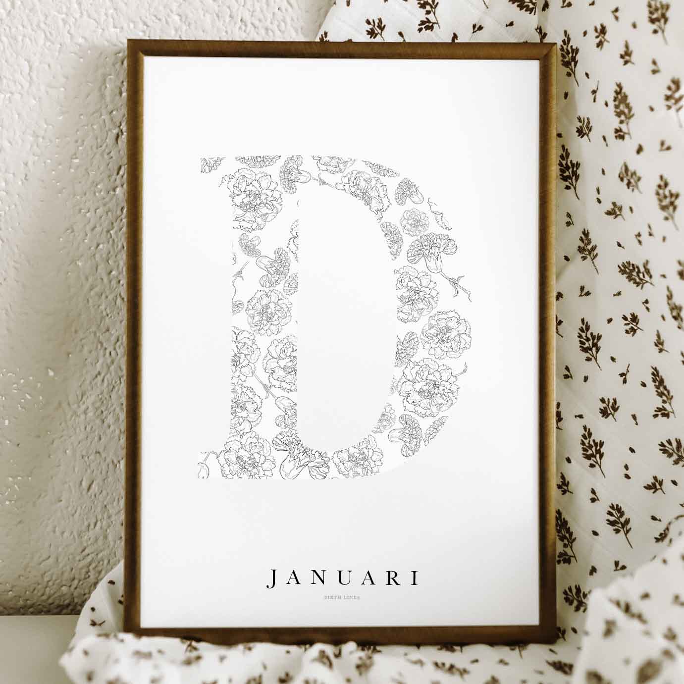 Birth Flower Letter Poster januari