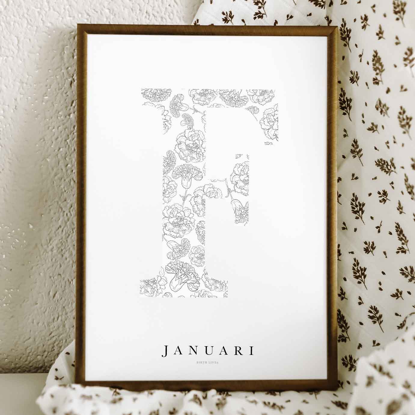 Birth Flower Letter Poster januari