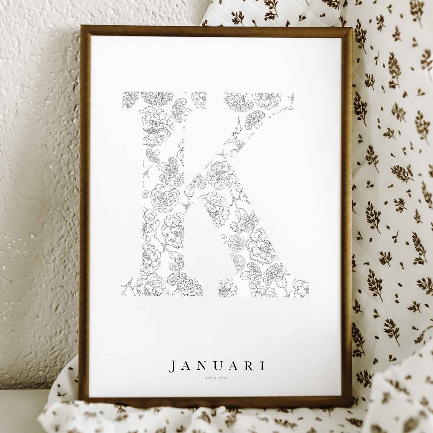 Birth Flower Letter Poster januari