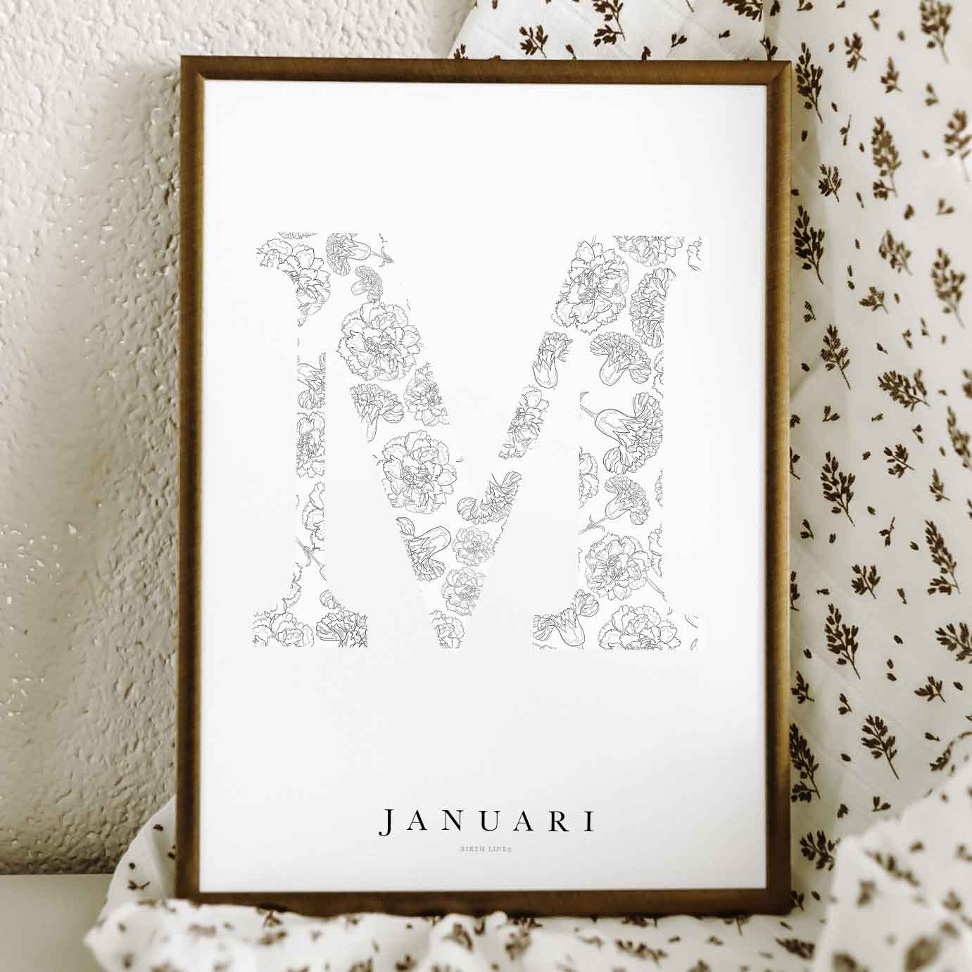 Birth Flower Letter Poster januari