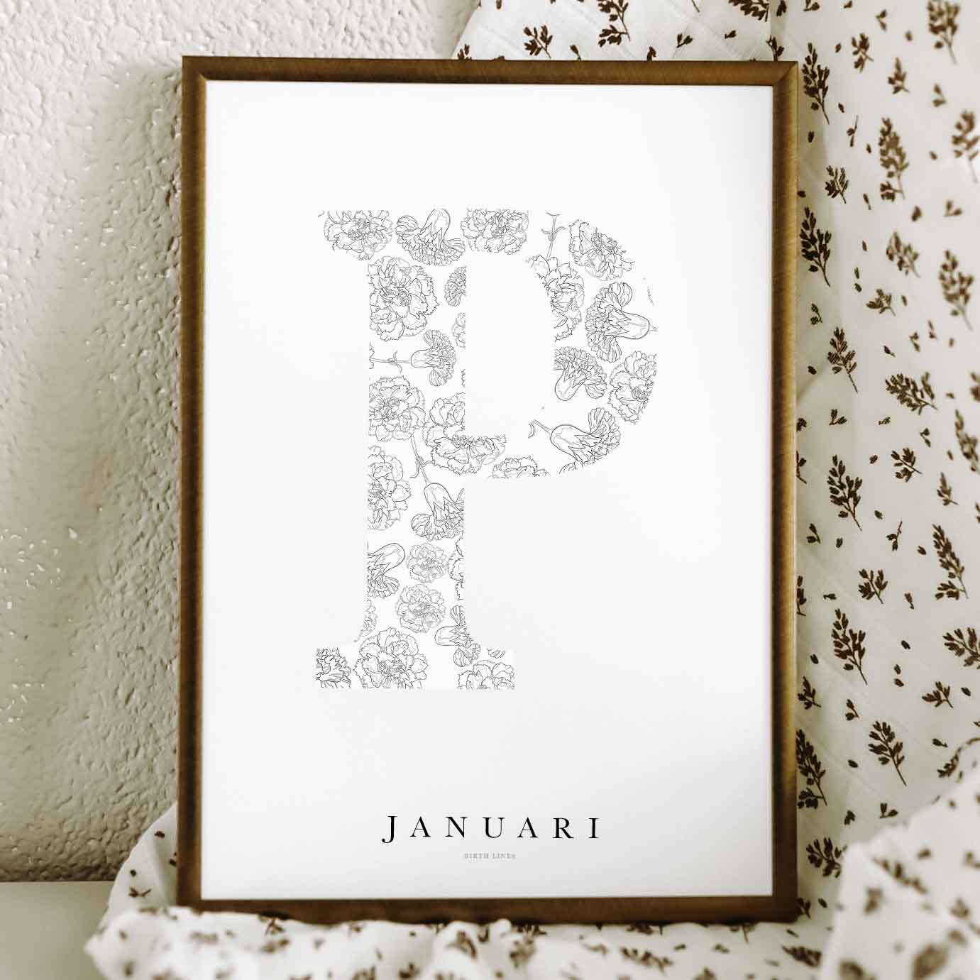 Birth Flower Letter Poster januari