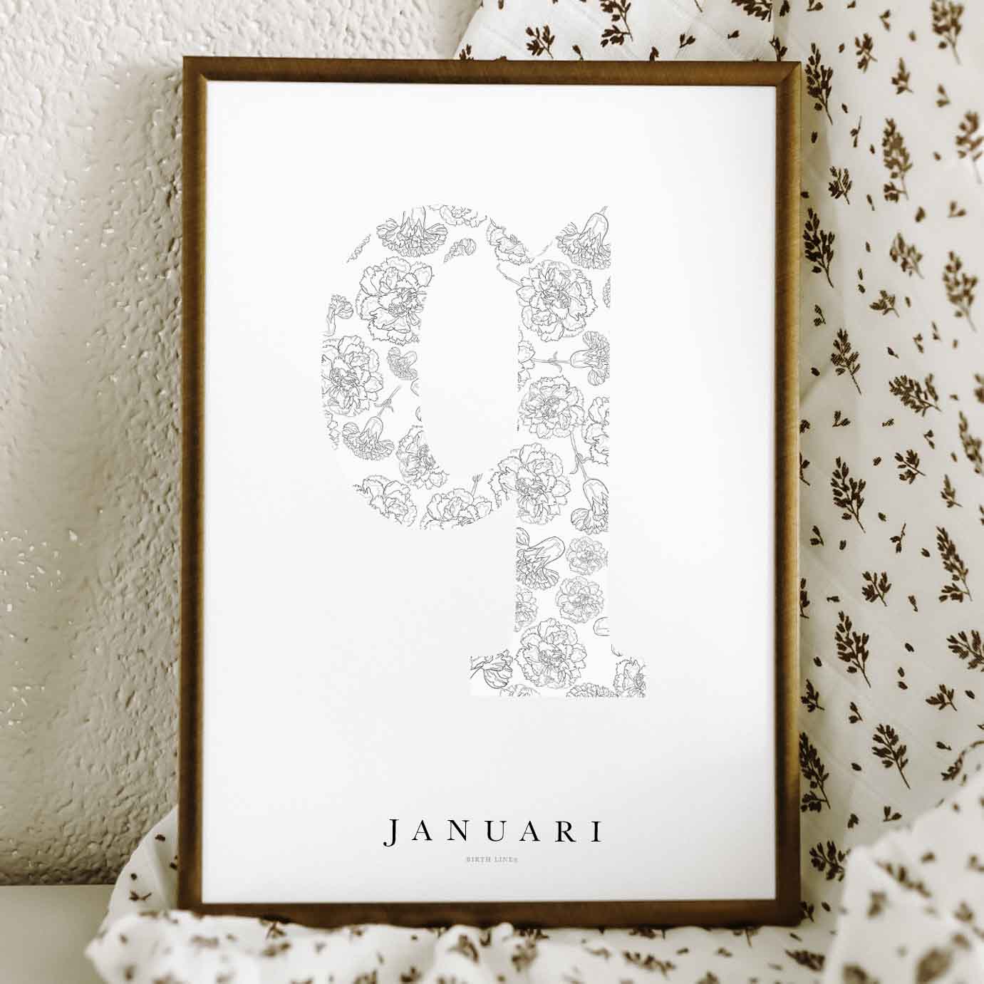 Birth Flower Letter Poster januari