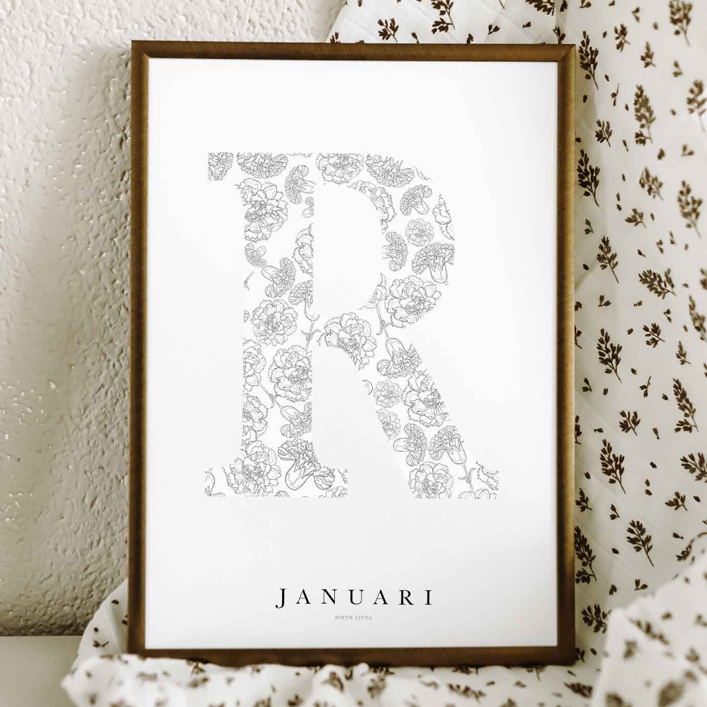 Birth Flower Letter Poster januari