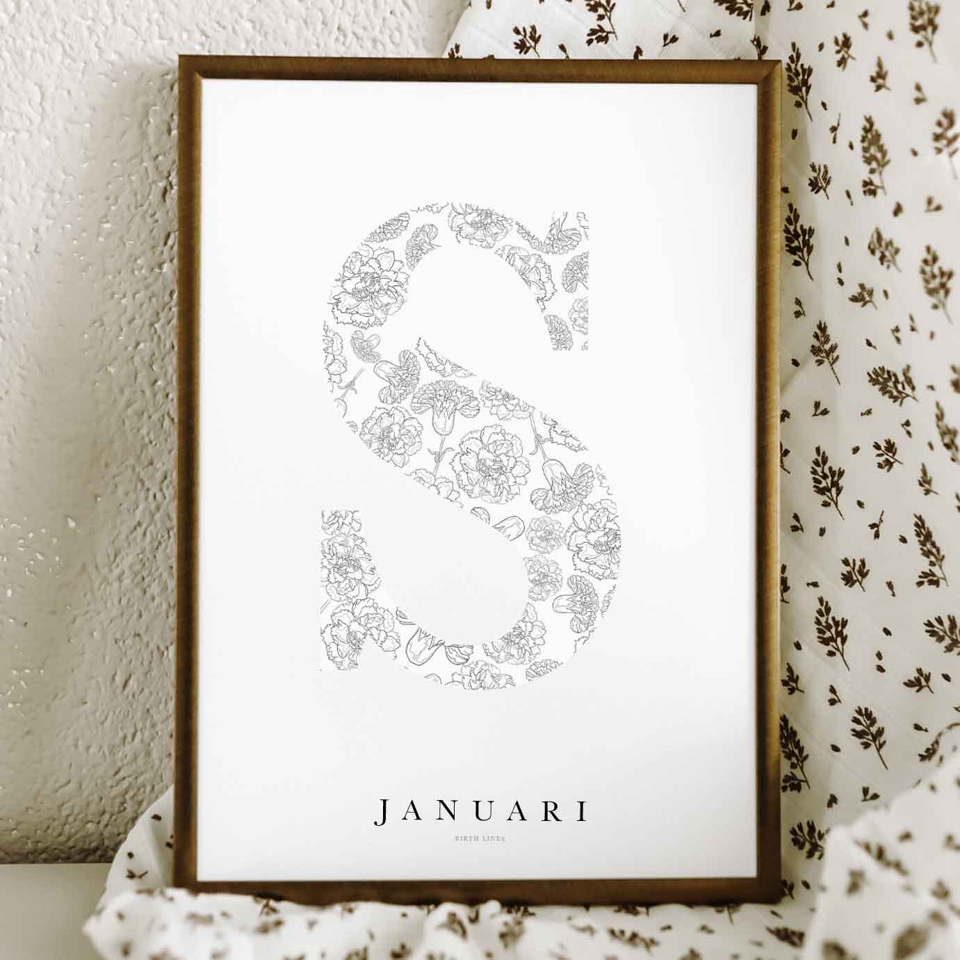 Birth Flower Letter Poster januari