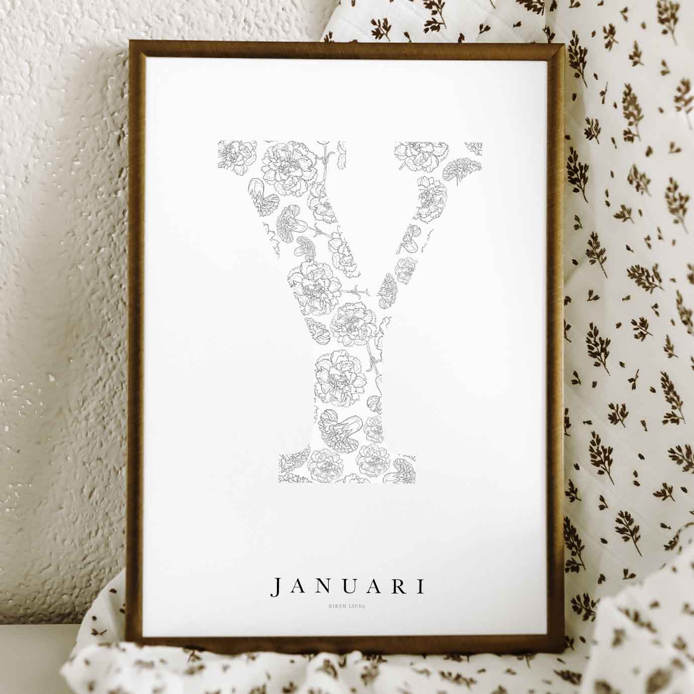 Birth Flower Letter Poster januari