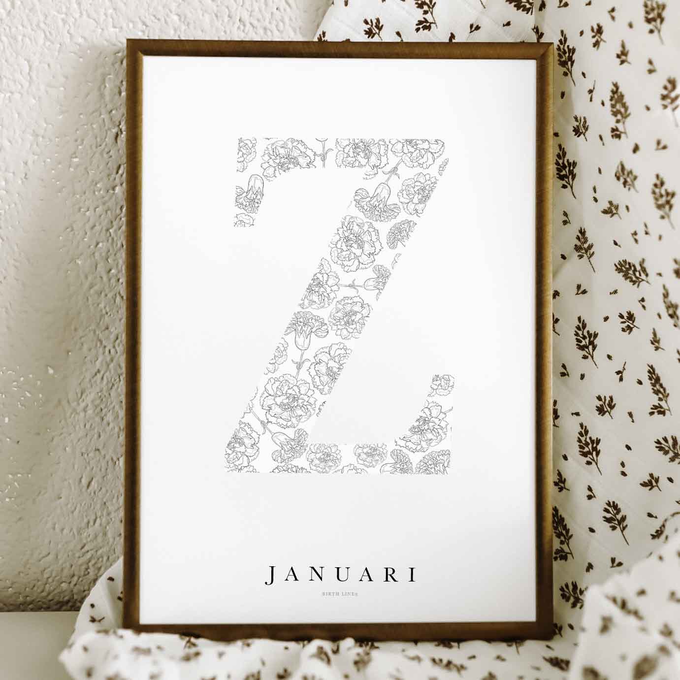 Birth Flower Letter Poster januari