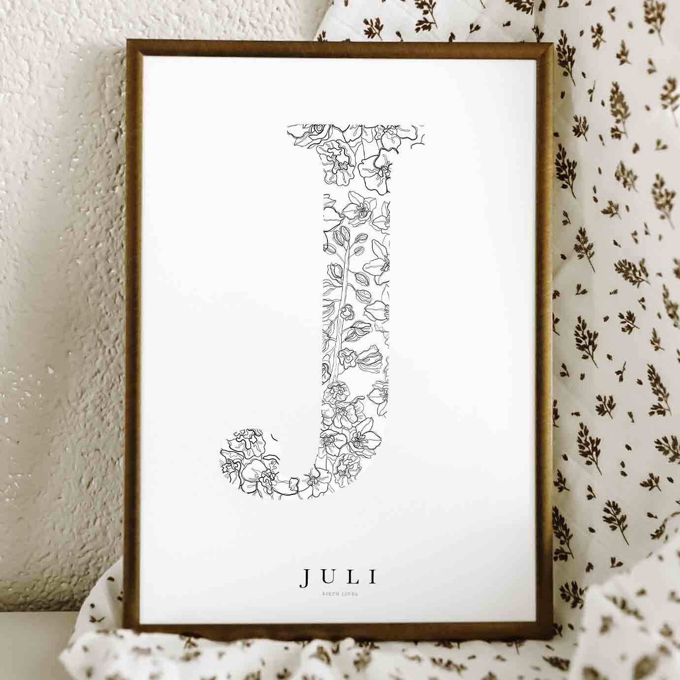 Birth Flower Letter Poster juli