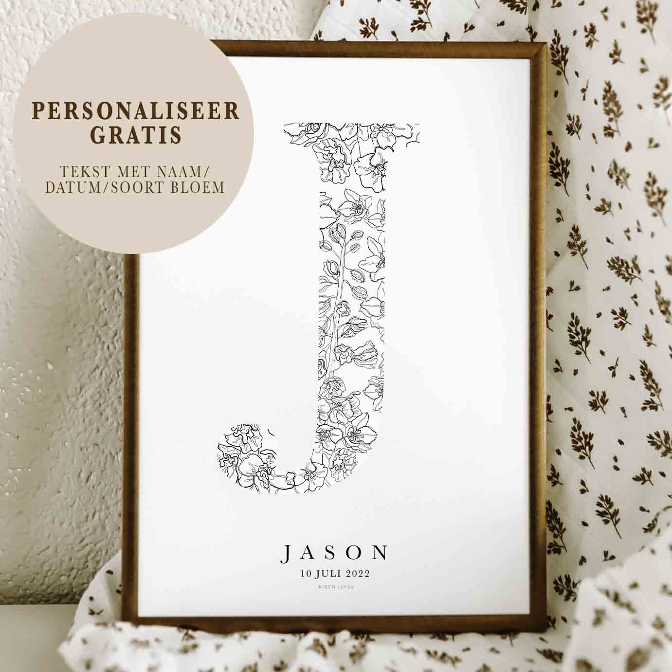 Birth Flower Letter Poster juli