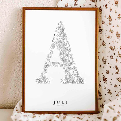 Birth Flower Letter Poster juli