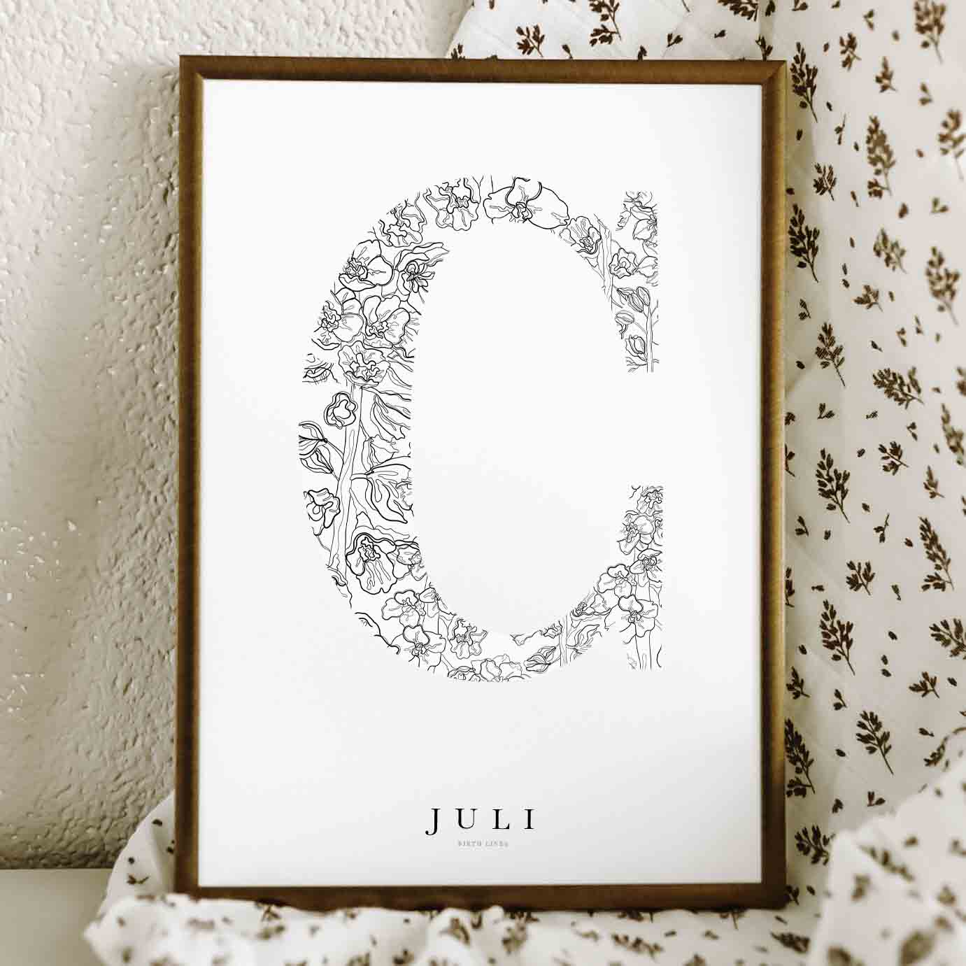 Birth Flower Letter Poster juli