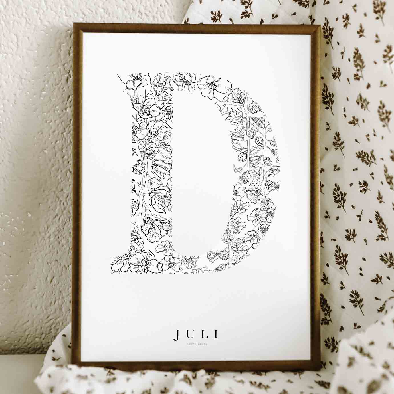 Birth Flower Letter Poster juli