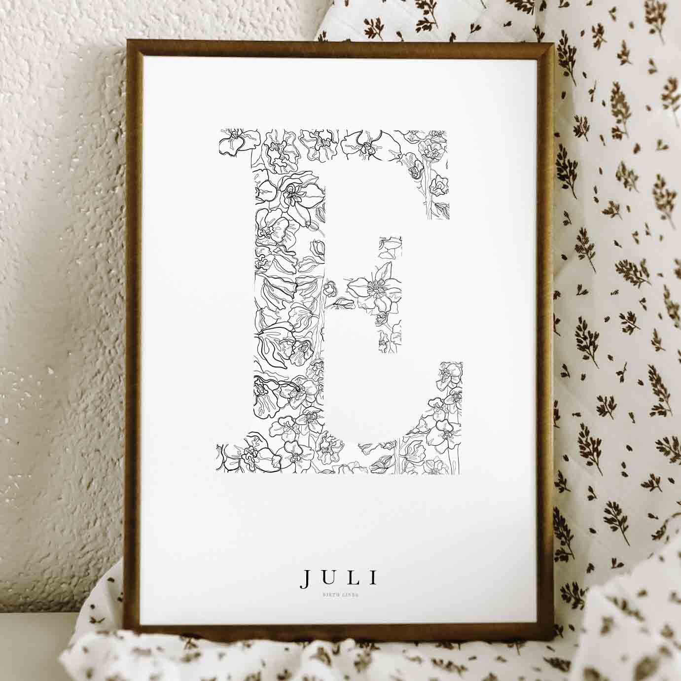 Birth Flower Letter Poster juli